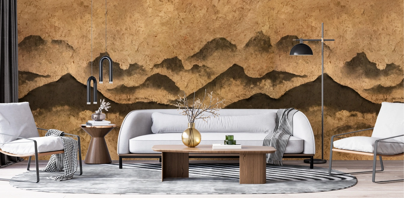 Brown gold mural mountain from lusoluxe imperial